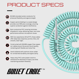 Bullet Cable 30′ Silent Seafoam Coil Cable