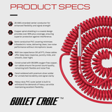Bullet Cable 30′ Silent Red Coil Cable