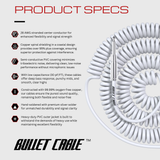 Bullet Cable 30′ Silent White Coil Cable