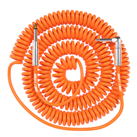 Bullet Cable 30′ Silent Orange Coil Cable Straight/Right Angle