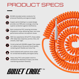 Bullet Cable 30′ Silent Orange Coil Cable