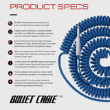 Bullet Cable 30′ Silent Blue Coil Cable