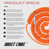 Bullet Cable 30′ Classic Orange Coil Cable