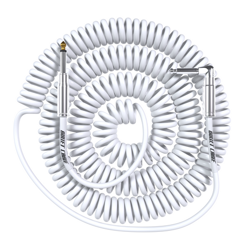 Bullet Cable 30′ Silent White Coil Cable Straight/Right Angle
