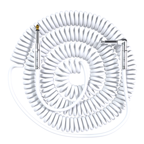 Bullet Cable 30′ Silent White Coil Cable Straight/Right Angle