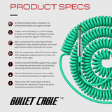 Bullet Cable 30′ Classic Seafoam Coil Cable